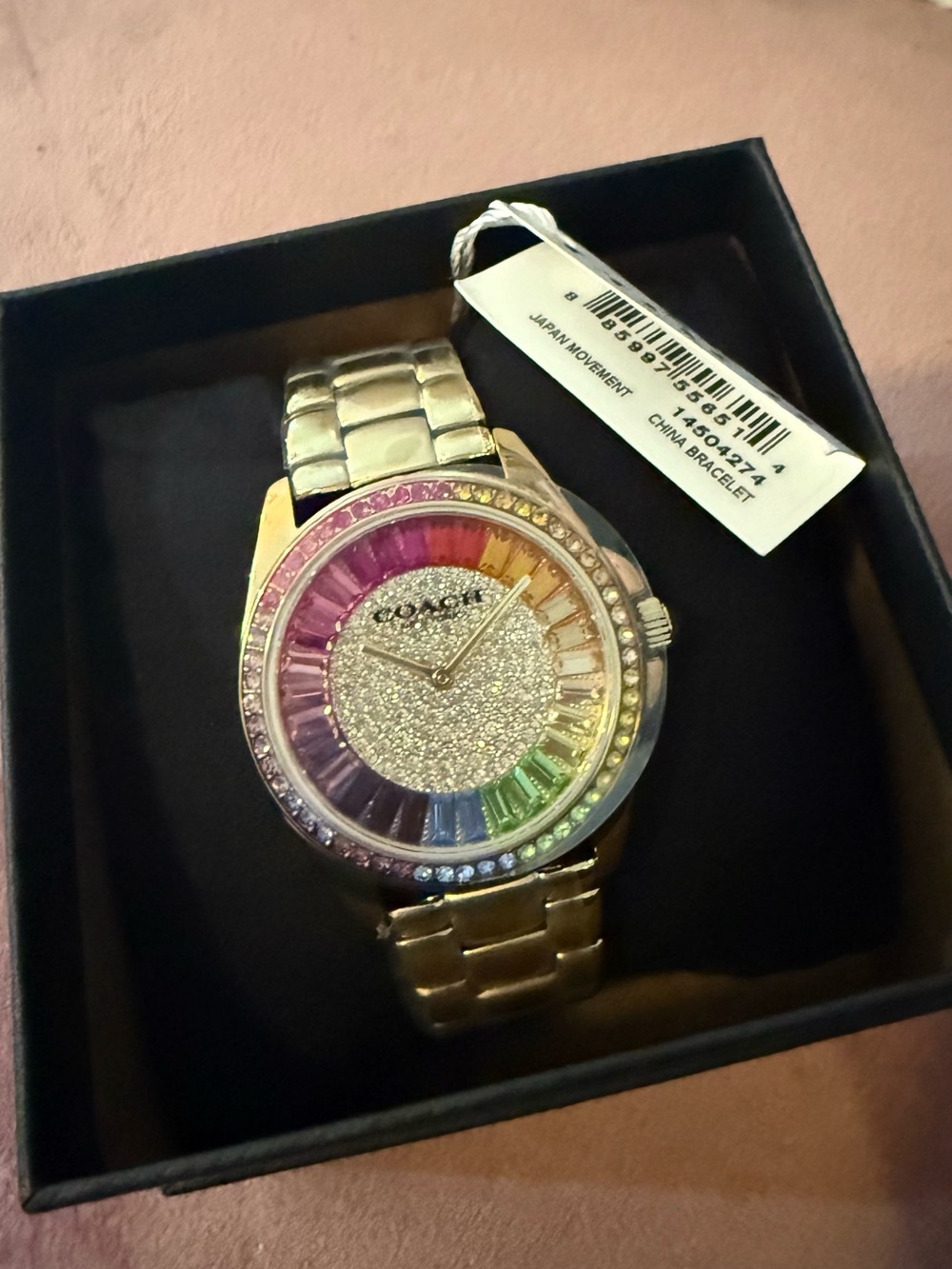 Coach Greyson Gold Rainbow Crystal Dial Women's Watch - Picture 3 of 3